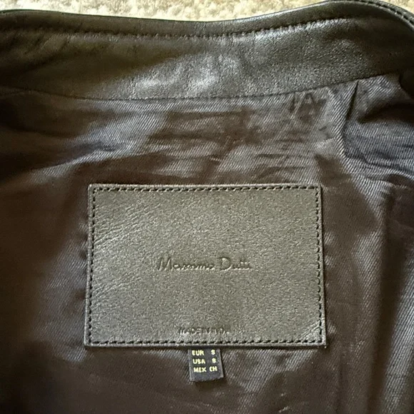 Massimo Dutti Black Leather Biker Jacket - Picture 3 of 7